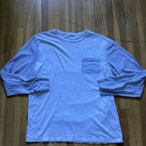 J.Crew Men's Large White/Grey Color-Block Long-Sleeve T-Shirt,100% Cotton